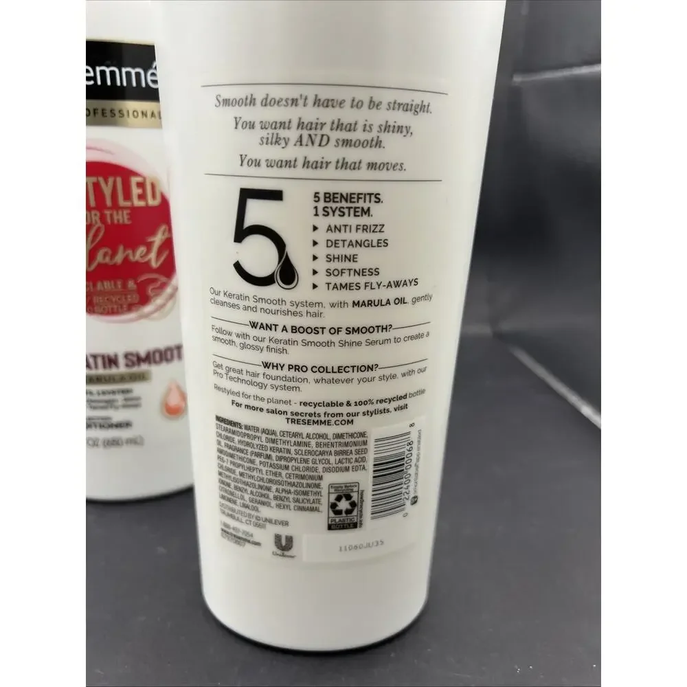 (2)Tresemme Keratin Smooth Conditioner w/ Marula Oil ORIGINAL FORMULA 22oz Each